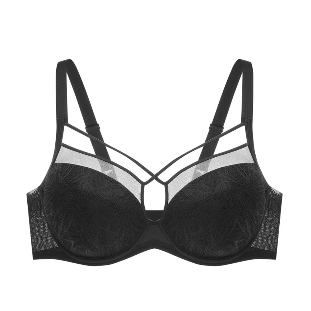 Harper Smooth Lace FlexWire Strappy Soft Cup Bra (Eco), Black- 40H.  NWT